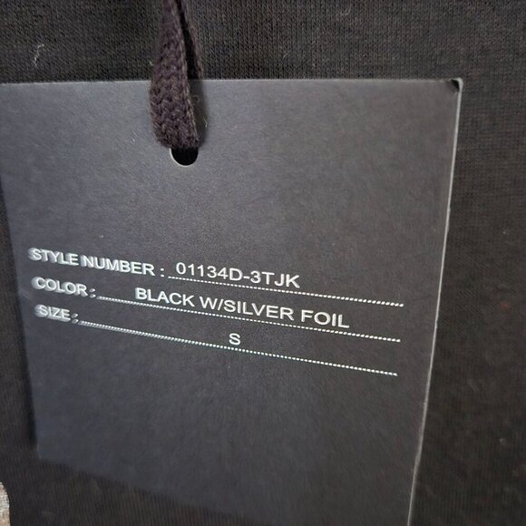 Marled NWT Black With Silver Foil Hearts Crewneck Sweaters Size S - Picture 5 of 7